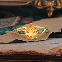 5 Prong Luxury Pear-Cut Citrine Engagement Ring