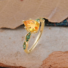 5 Prong Luxury Pear-Cut Citrine Engagement Ring