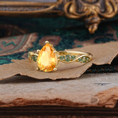 5 Prong Luxury Pear-Cut Citrine Engagement Ring