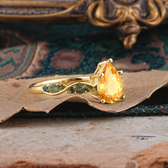 5 Prong Luxury Pear-Cut Citrine Engagement Ring