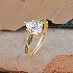 Pear Cut Lab Grown Diamond Engagement Rings for Eco Friendly Elegance