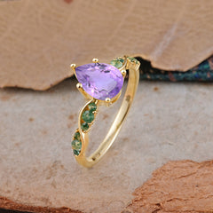 5 Prong Luxury Pear-Cut Amethyst Engagement Ring