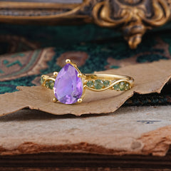 5 Prong Luxury Pear-Cut Amethyst Engagement Ring