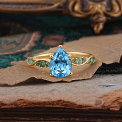 5 Prong Luxury Pear-Cut Aquamarine Engagement Ring