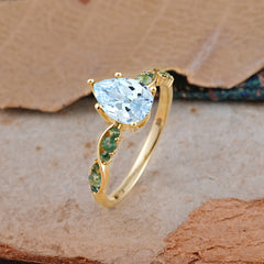 5 Prong Luxury Pear-Cut Aquamarine Engagement Ring