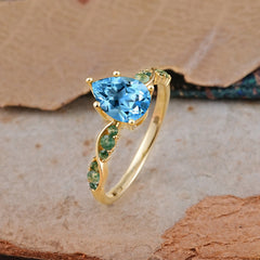 5 Prong Luxury Pear-Cut Aquamarine Engagement Ring