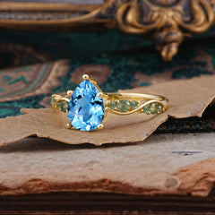 5 Prong Luxury Pear-Cut Aquamarine Engagement Ring