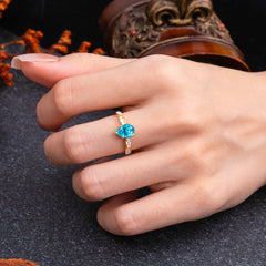 5 Prong Luxury Pear-Cut Aquamarine Engagement Ring