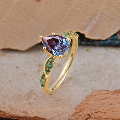 5 Prong Luxury Pear-Cut Alexandrite Engagement Ring