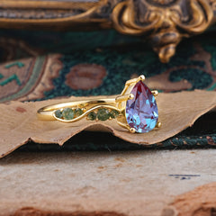 5 Prong Luxury Pear-Cut Alexandrite Engagement Ring