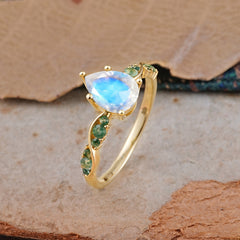 5 Prong Luxury Pear-Cut Moonstone Engagement Ring