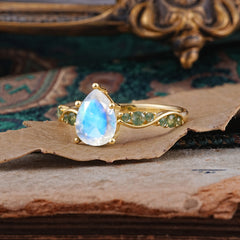 5 Prong Luxury Pear-Cut Moonstone Engagement Ring