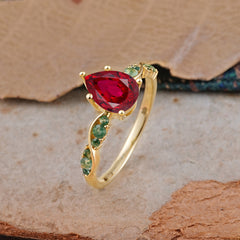 5 Prong Luxury Pear-Cut Ruby Engagement Ring
