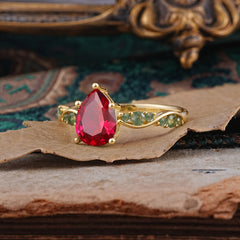 5 Prong Luxury Pear-Cut Ruby Engagement Ring