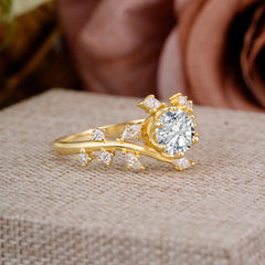 Nature-Inspired 6 Prong Round Cut Lab Diamond Ring