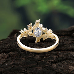 Nature-Inspired Branch  Oval-Cut Moissanite Engagement Ring