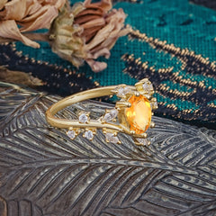 Nature-Inspired Branch 6 prong Oval-Cut Citrine Engagement Ring