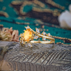 Nature-Inspired Branch 6 prong Oval-Cut Citrine Engagement Ring