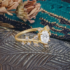 Nature-Inspired Branch 6 prong Oval-Cut Lab Diamond Engagement Ring