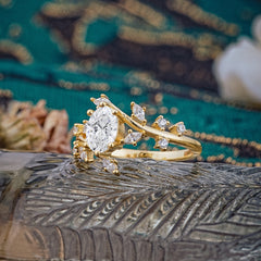 Nature-Inspired Branch 6 prong Oval-Cut Lab Diamond Engagement Ring