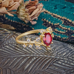 Nature-Inspired Branch 6 prong Oval-Cut Ruby Engagement Ring