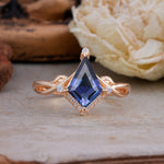 Unique Pear Cut Halo Tanzanite Engagement Ring Bezel Cluster Ring     - Additional view