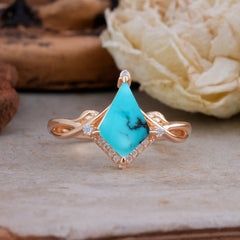 Elegant Kite Cut Turquoise Engagement Ring for Women