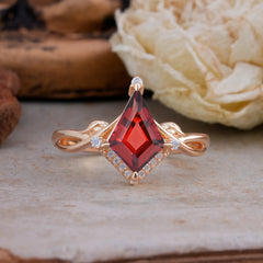 Elegant Kite Cut Garnet Engagement Ring for Women