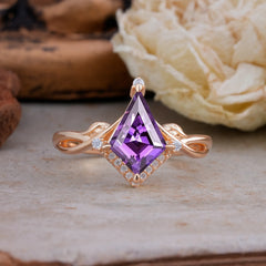 Elegant Kite Cut Amethyst Engagement Ring for Women