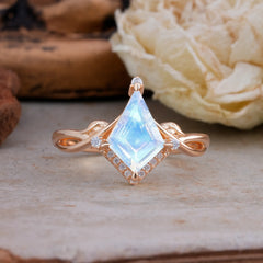 Elegant Kite Cut Moonstone Engagement Ring for Women