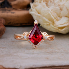 Elegant Kite Cut Ruby Engagement Ring for Women