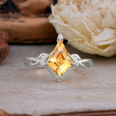 Elegant Kite Cut Citrine Engagement Ring for Women