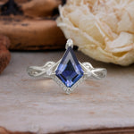 Unique Pear Cut Halo Tanzanite Engagement Ring Bezel Cluster Ring     - Additional view