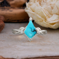 Elegant Kite Cut Turquoise Engagement Ring for Women