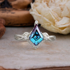 Elegant Kite Cut Alexandrite Engagement Ring for Women
