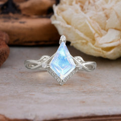 Elegant Kite Cut Moonstone Engagement Ring for Women