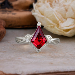 Elegant Kite Cut Ruby Engagement Ring for Women