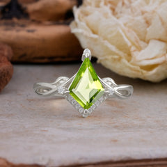 Elegant Kite Cut Peridot Engagement Ring for Women