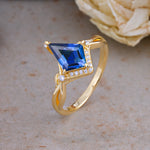 Elegant Kite Cut Sapphire Engagement Ring for Women - Romalar Jewelry