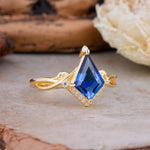 Elegant Kite Cut Sapphire Engagement Ring for Women - Romalar Jewelry