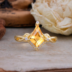 Elegant Kite Cut Citrine Engagement Ring for Women