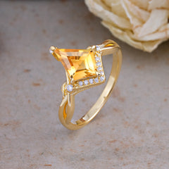Elegant Kite Cut Citrine Engagement Ring for Women
