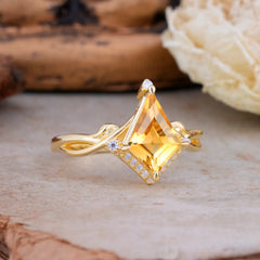 Elegant Kite Cut Citrine Engagement Ring for Women
