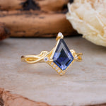 Unique Pear Cut Halo Tanzanite Engagement Ring Bezel Cluster Ring     - Additional view