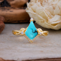 Elegant Kite Cut Turquoise Engagement Ring for Women