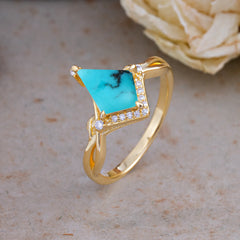 Elegant Kite Cut Turquoise Engagement Ring for Women