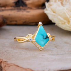 Elegant Kite Cut Turquoise Engagement Ring for Women