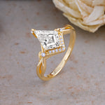 Unique Pear Cut Halo Lab Diamond Engagement Ring Bezel Cluster Ring     - Additional view