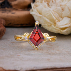 Elegant Kite Cut Garnet Engagement Ring for Women
