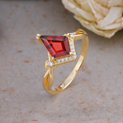 Elegant Kite Cut Garnet Engagement Ring for Women